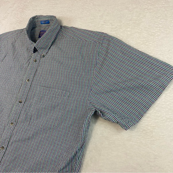 Pendleton Short Sleeve Button Shirt XL Mini Check Red Blue Green Cotton Nylon - Picture 3 of 10